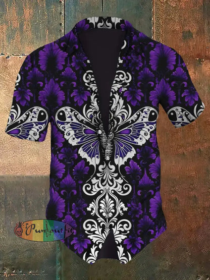 Women’s Halloween Skull Vintage Print Suspender Dress Short Sleeve Shirt / S