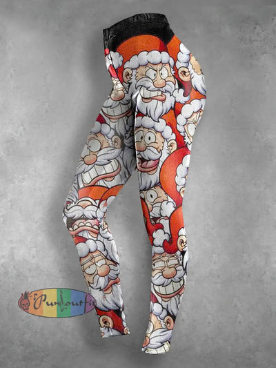 Women’s Happy Christmas Print Casual Leggings Red / S