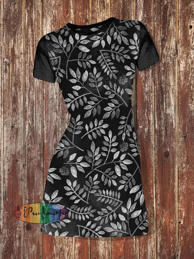 Women’s Hippie Floarl Pattern Abstract Print Casual Mini Dress Black / S