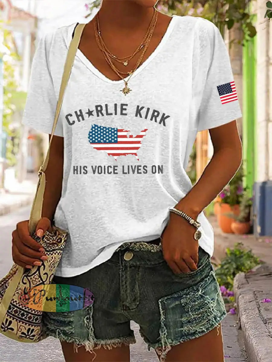 Women’s His Voice Lives On Printed Casual T-shirt White / S