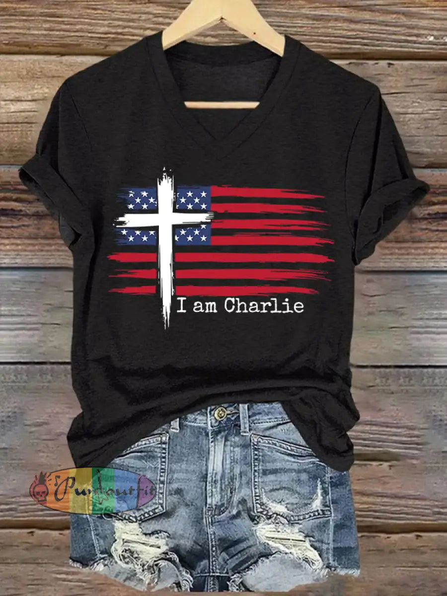 Women’s I am Charlie Printed short-sleeved T-shirt Black / S