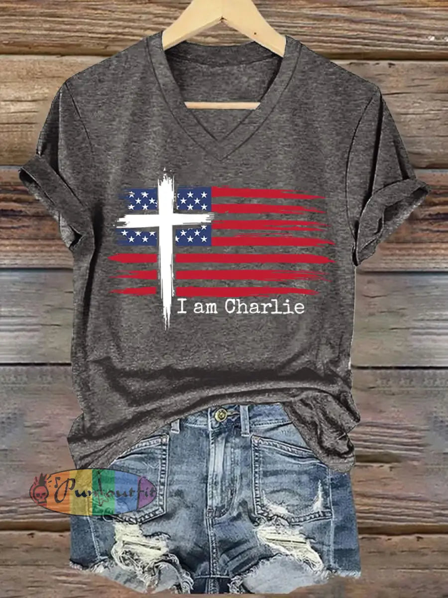 Women’s I am Charlie Printed short-sleeved T-shirt Gray / S