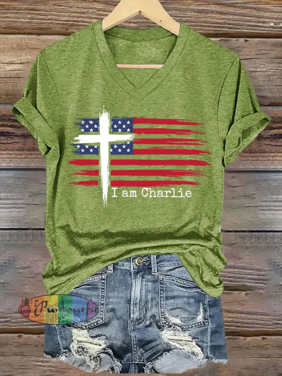 Women’s I am Charlie Printed short-sleeved T-shirt Green / S