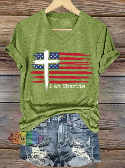 Women’s I am Charlie Printed short-sleeved T-shirt Green / S