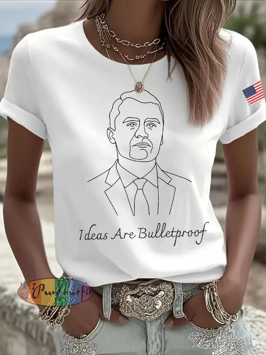 Women’s Ideas Are Bulletproof Print Casual T-shirt White / S