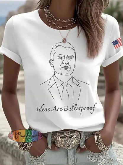 Women’s Ideas Are Bulletproof Print Casual T-shirt White / S