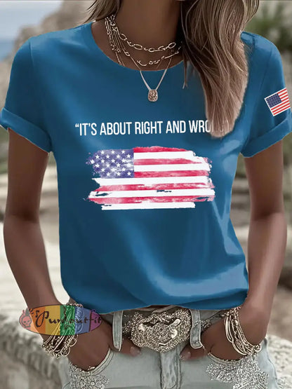 Women’s It’s About Right And Wrong Printed Casual T-shirt Blue / S