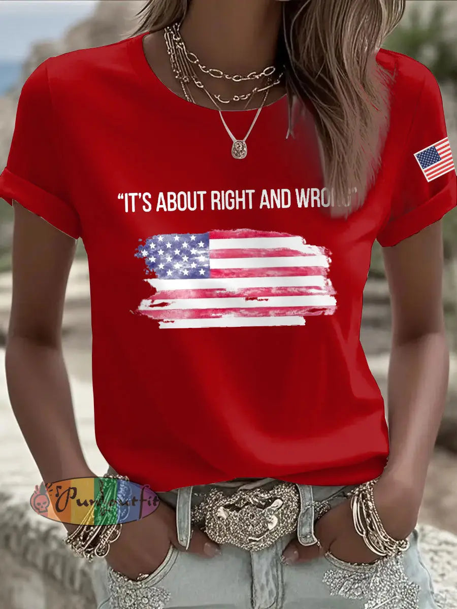 Women’s It’s About Right And Wrong Printed Casual T-shirt Red / S