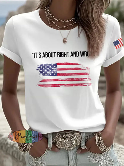 Women’s It’s About Right And Wrong Printed Casual T-shirt White / S