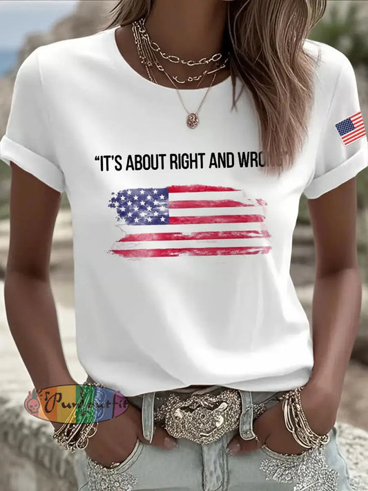 Women’s It’s About Right And Wrong Printed Casual T-shirt White / S