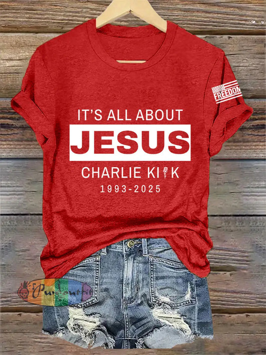 Women’s It’s All About Jesus R.I.P Charlie Kirk Tee Red / S