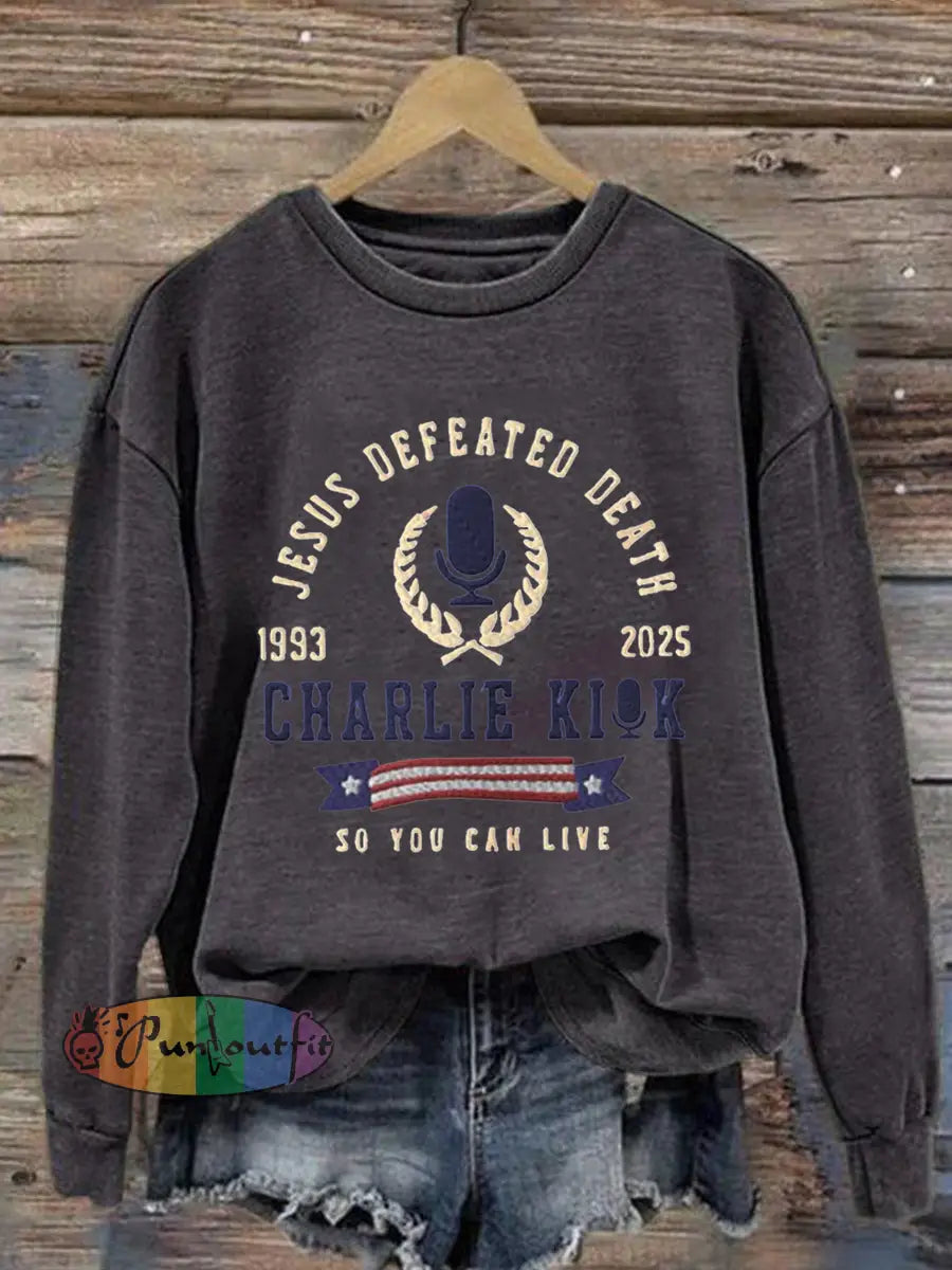 Women’s Jesus Defeated Death So You Can Live R.I.P Charlie Kirk Sweatshirt Dark Gray / S