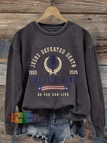 Women’s Jesus Defeated Death So You Can Live R.I.P Charlie Kirk Sweatshirt Dark Gray / S