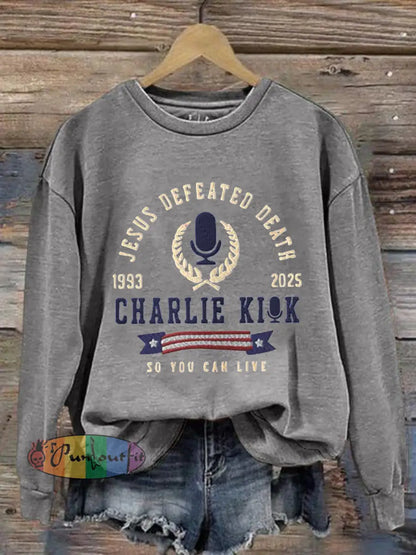 Women’s Jesus Defeated Death So You Can Live R.I.P Charlie Kirk Sweatshirt Light Gray / S
