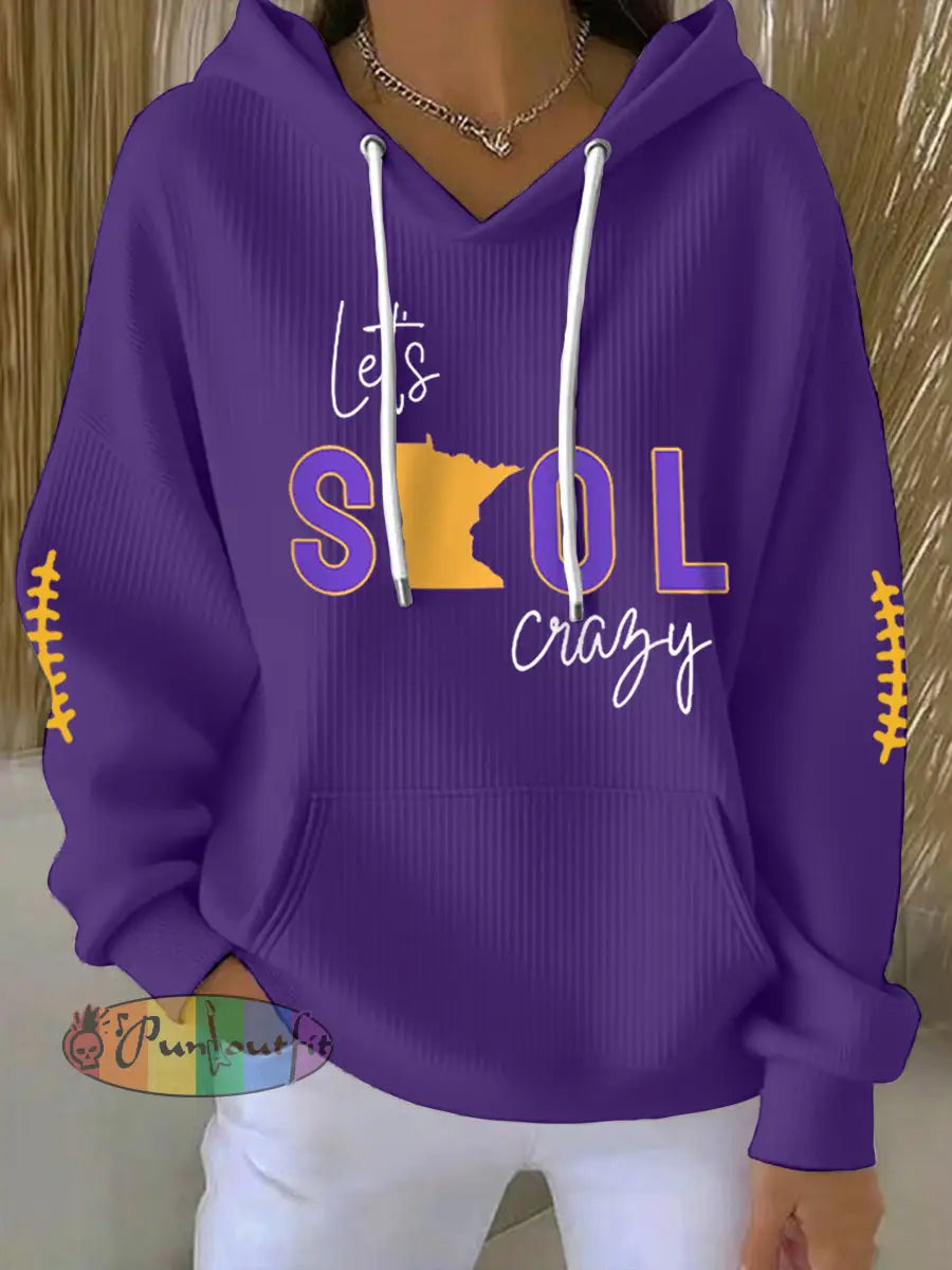 Women’s Let‘s Skol Crazy Football Fans Lovers Gameday Casual Hoodie Purple / S