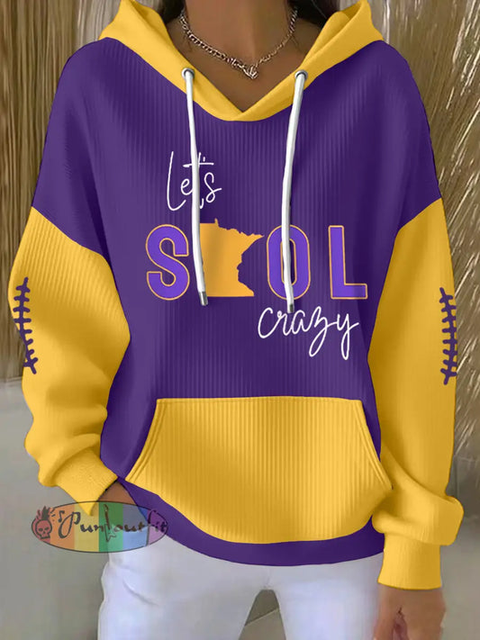 Women’s Let‘s Skol Crazy Football Fans Lovers Gameday Casual Hoodie Yellow / S