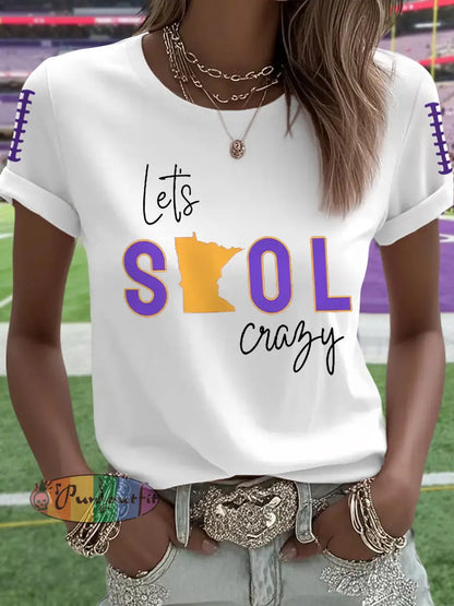 Women’s Let’s SKOL Crazy! Football Fans Lovers Gameday Casual Tee White / S