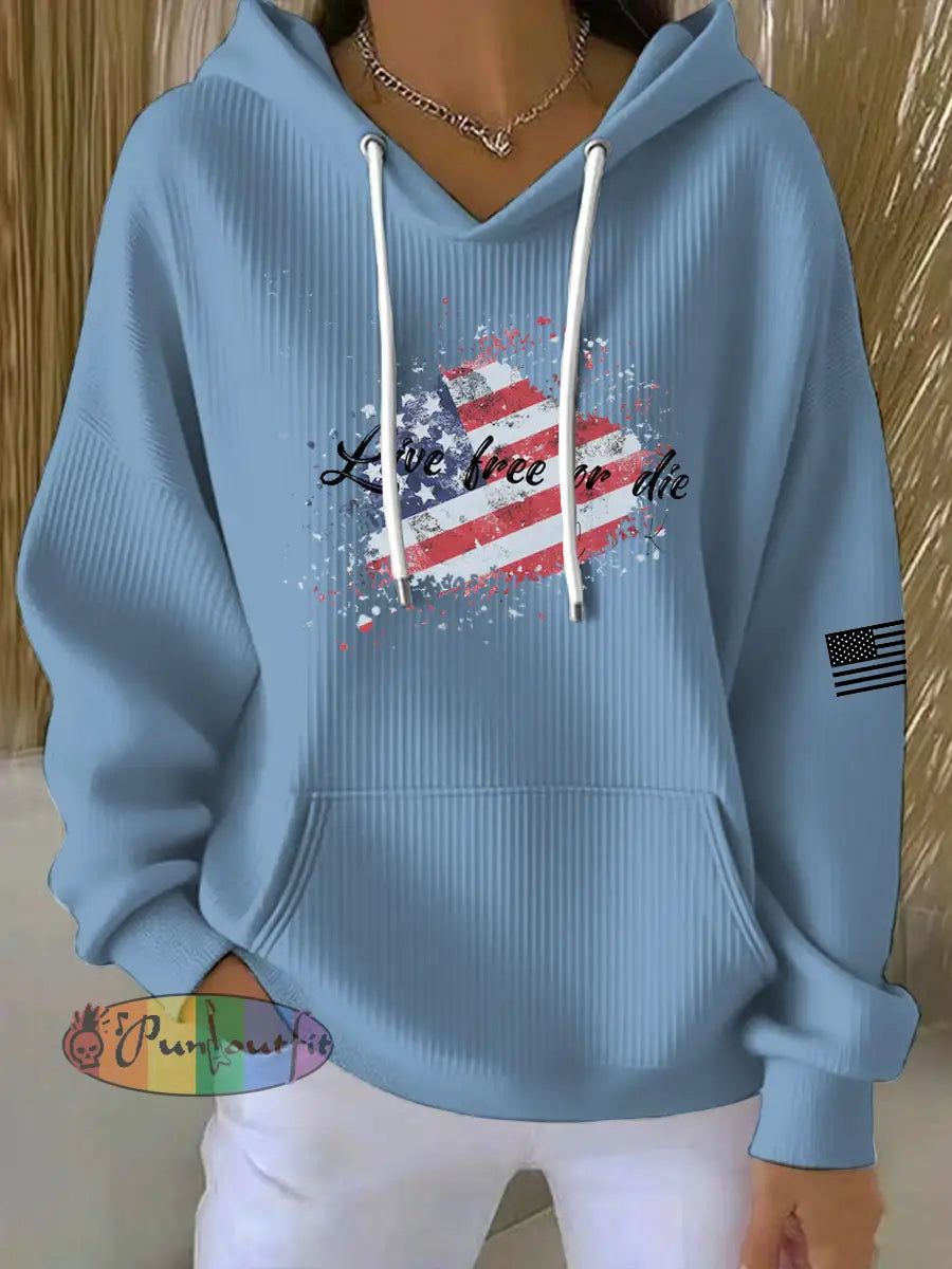 Women’s Live Free Or Die Printed Hoodie Blue / S