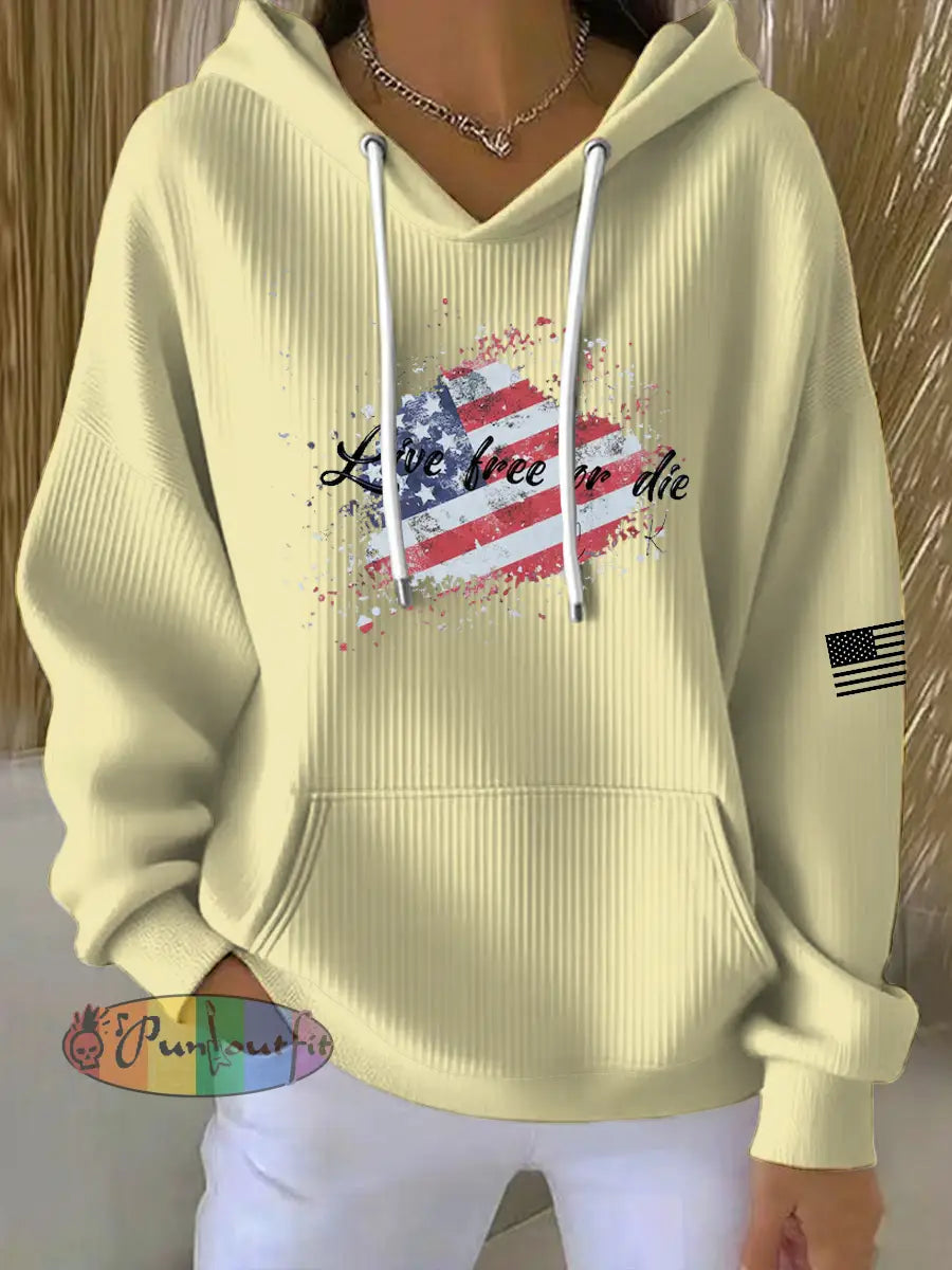Women’s Live Free Or Die Printed Hoodie Light Yellow / S