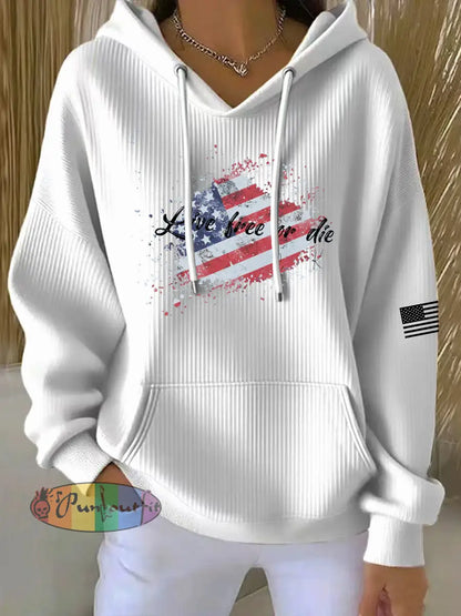 Women’s Live Free Or Die Printed Hoodie White / S