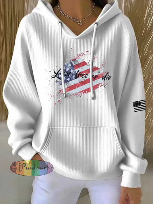 Women’s Live Free Or Die Printed Hoodie White / S