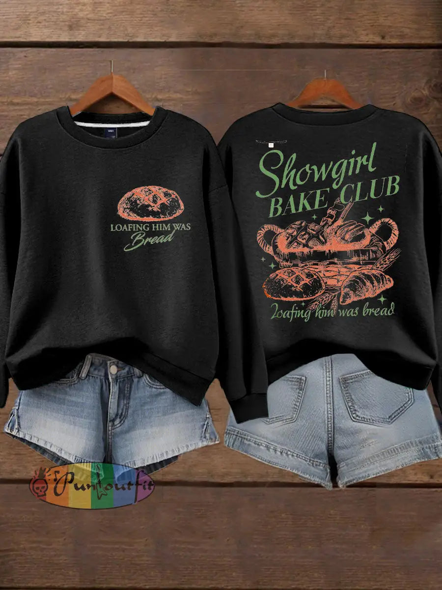 Women’s Loafing Him Was Bread Printed Sweatshirt Black / S