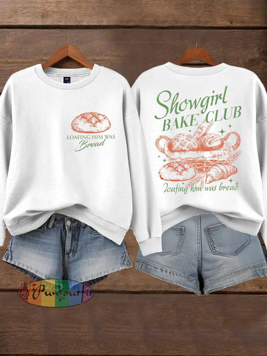 Women’s Loafing Him Was Bread Printed Sweatshirt White / S