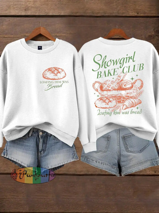 Women’s Loafing Him Was Bread Printed Sweatshirt White / S