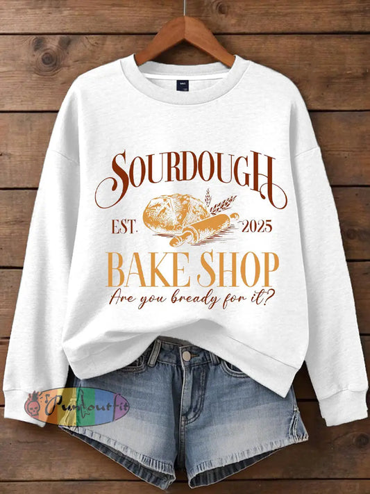 Women’s Loafing Him Was Bread Printed Sweatshirt White / S