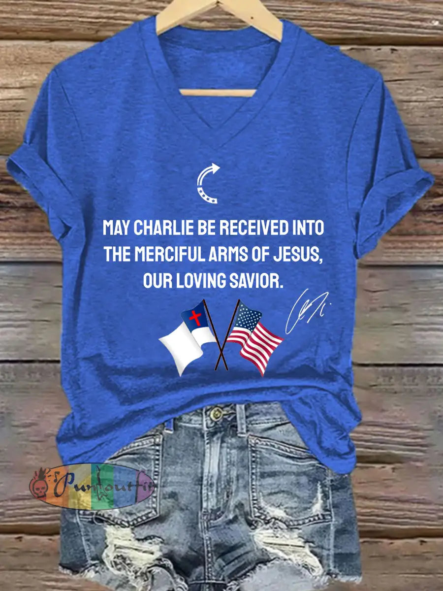 Women’s May Charlie be accepted into the compassionate arms of our loving Savior Jesus’ Charlie Kirk signed