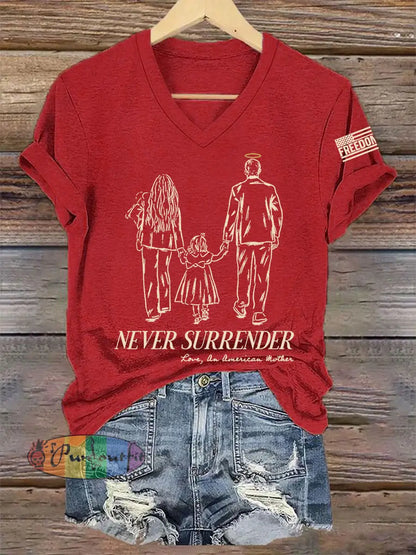 Women’s Never Surrender R.I.P Charlie Kirk Tee Red / S
