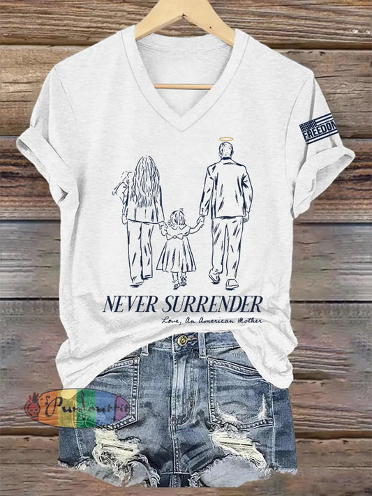 Women’s Never Surrender R.I.P Charlie Kirk Tee White / S