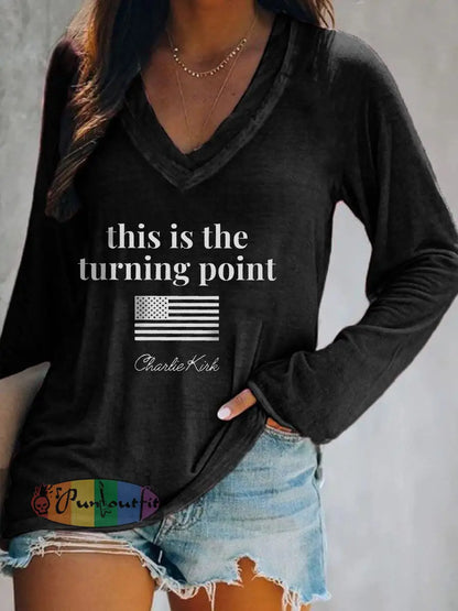 Women’s patriotic long sleeve t-shirt Black / S