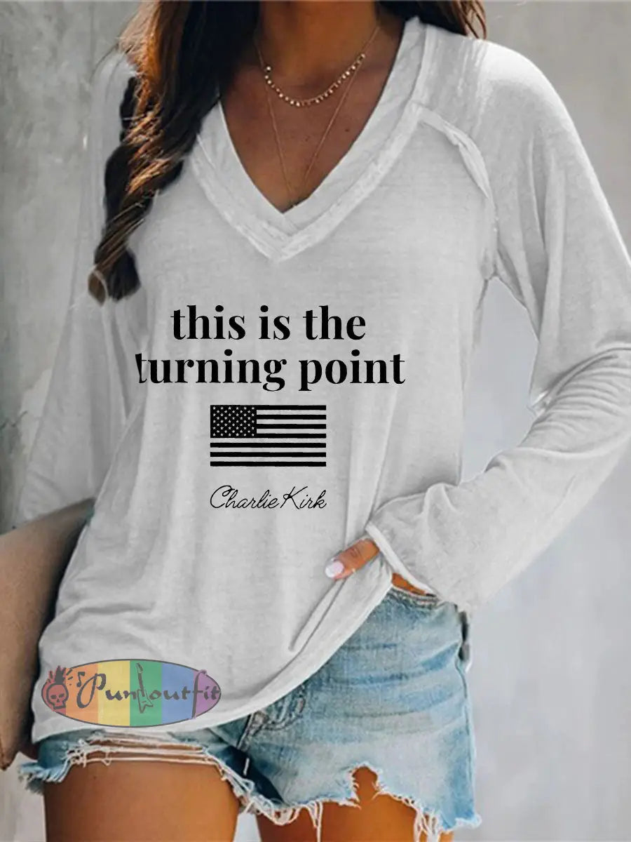 Women’s patriotic long sleeve t-shirt White / S