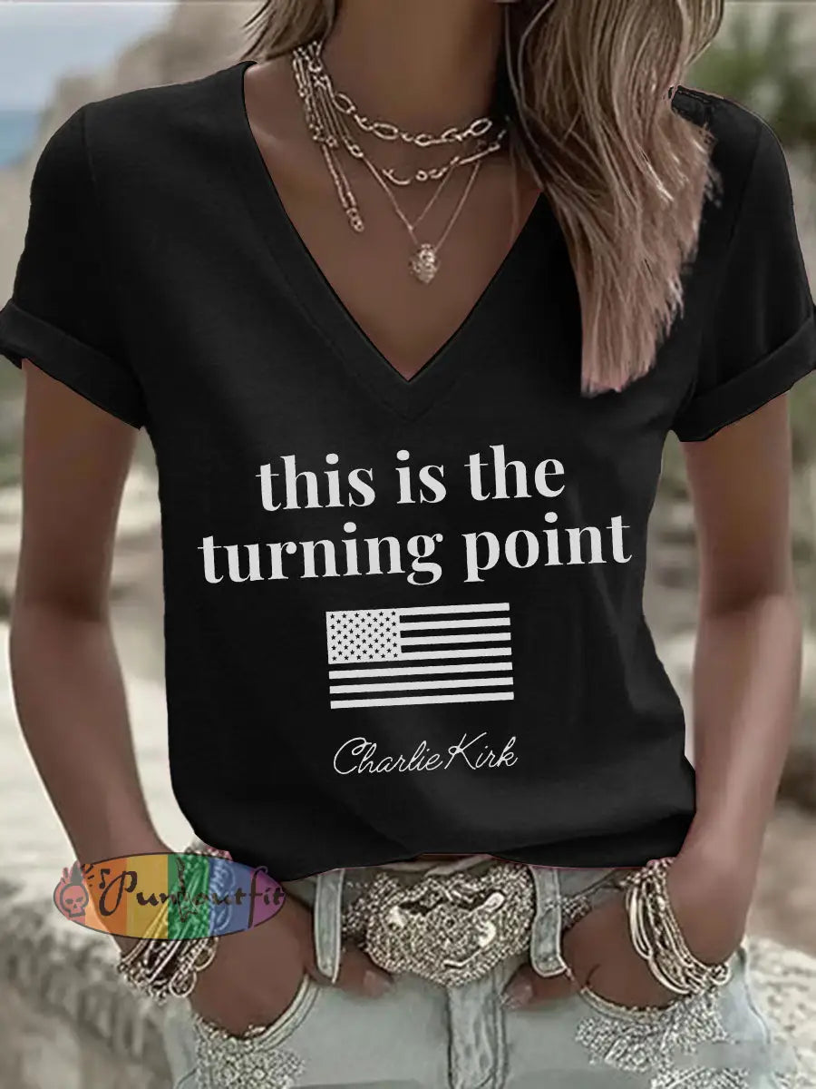 Women’s patriotic print T-shirt Black / S