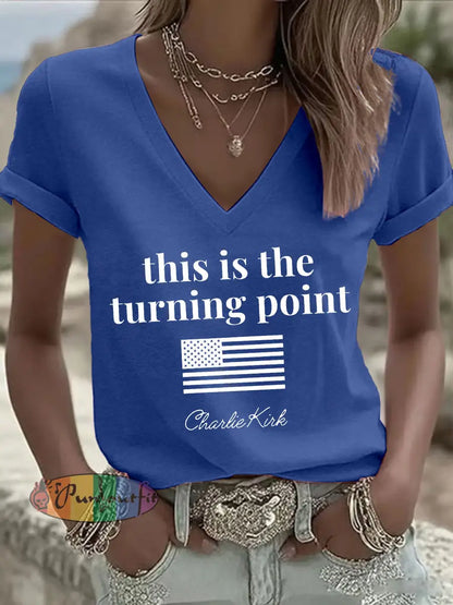 Women’s patriotic print T-shirt Blue / S