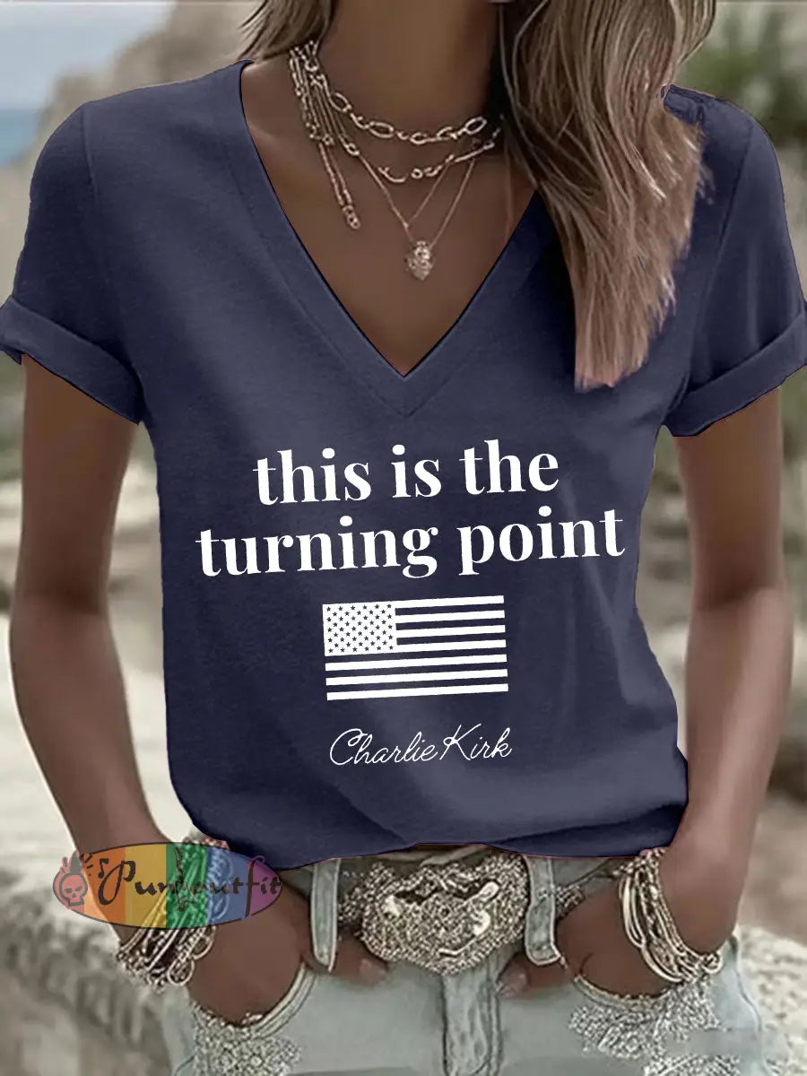 Women’s patriotic print T-shirt Navy Blue / S