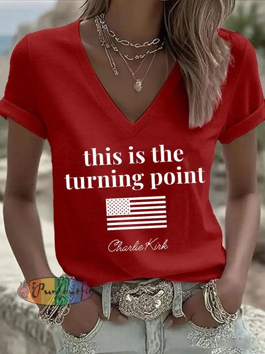 Women’s patriotic print T-shirt Red / S