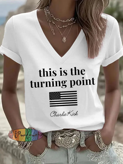 Women’s patriotic print T-shirt White / S