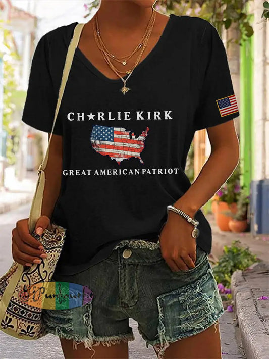 Women’s Patriotic T-shirt Black / S