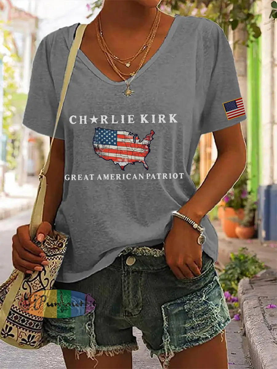 Women’s Patriotic T-shirt Light Gray / S