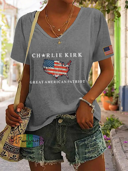Women’s Patriotic T-shirt Light Gray / S
