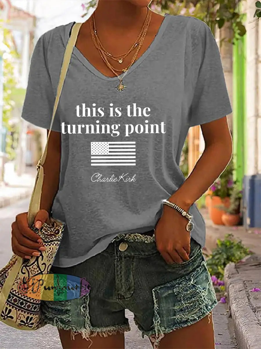 Women’s Patriotic T-shirt Light Gray / S