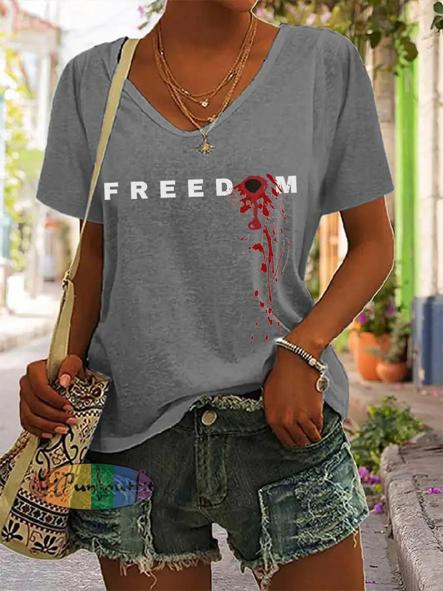 Women’s Patriotic T-shirt Light Gray / S