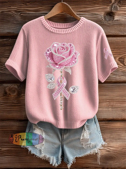Women’s Pink Floral Print Casual T shirt Light Pink / S