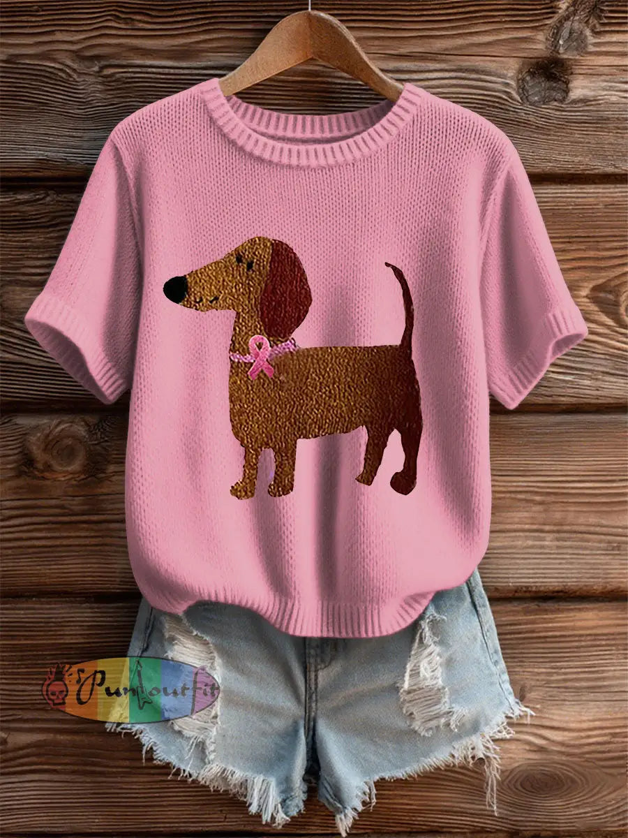 Women’s Pink Ribbon Print Casual T shirt Pink / S