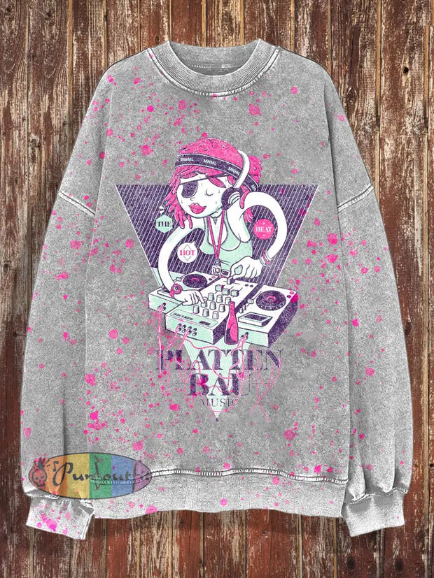 Women’s Printed Crewneck Sweatshirt Light Gray / Xs