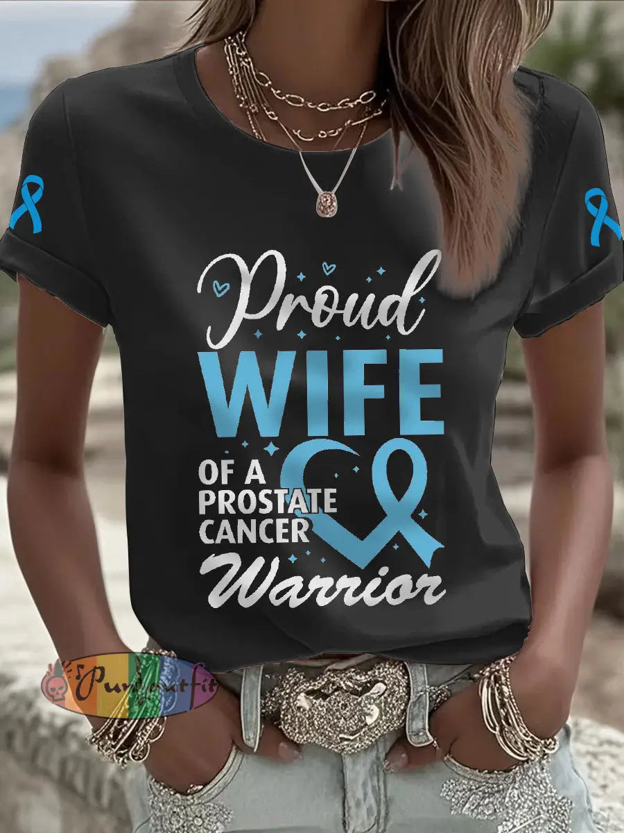 Women’s Prostate Cancer Awareness Wife T Shirt Black / S