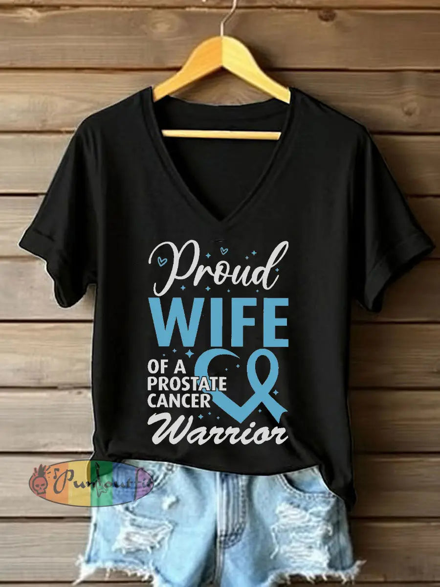 Women’s Prostate Cancer Awareness Wife T Shirt Black / S