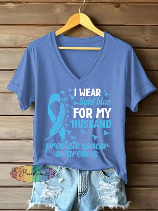 Women’s Prostate Cancer Awareness Wife T Shirt Light Blue / S